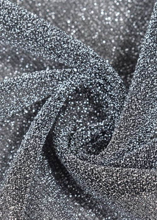 Silver Textured One Shoulder Cut-out High Slit Maxi Dress