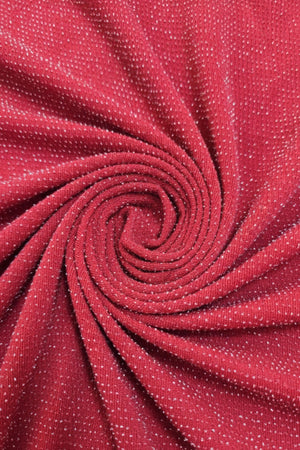 Red Keyhole Detailed Sparkly Slim Fit High Neckline Maxi Dress