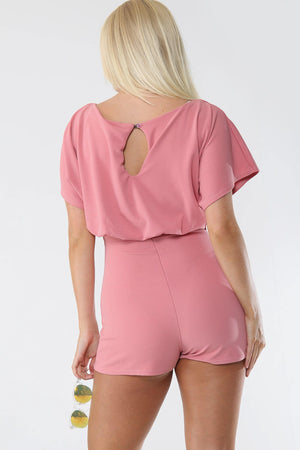 Belted Open Back Tie Waist Boxy Playsuit