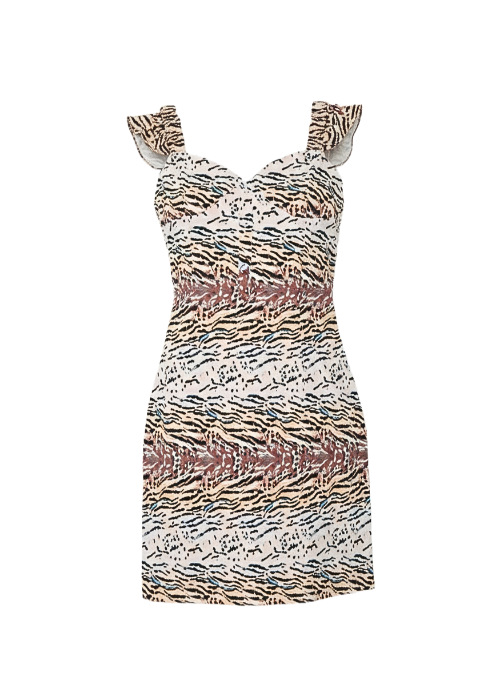Animal Print Frill Strap Bodycon Mini Dress