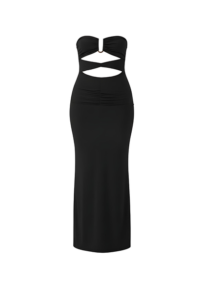 Black Cut-Out Bandeau Bodycon Fit Maxi Dress