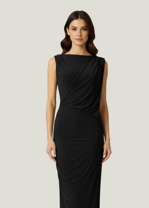 Black Draped Formal Occasions Maxi Dress
