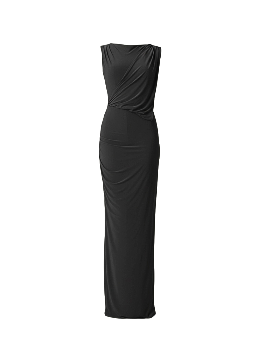 Black Draped Formal Occasions Maxi Dress