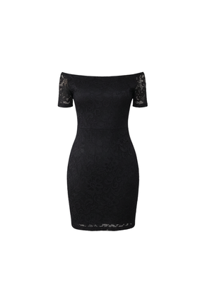 Black Off Shoulder Lace Bodycon Mini Dress