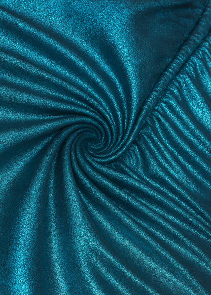 Black Petrol Venechia Foil Deep Tail Gathered Maxi Dress