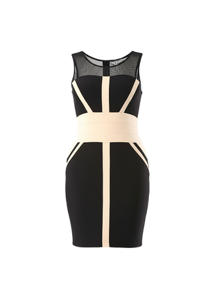 Black Sleeveless Contrast Bandage Bodycon Dress