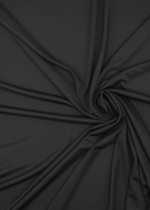 Black Slinky Long Sleeve Ruched Wrap Midi Dress