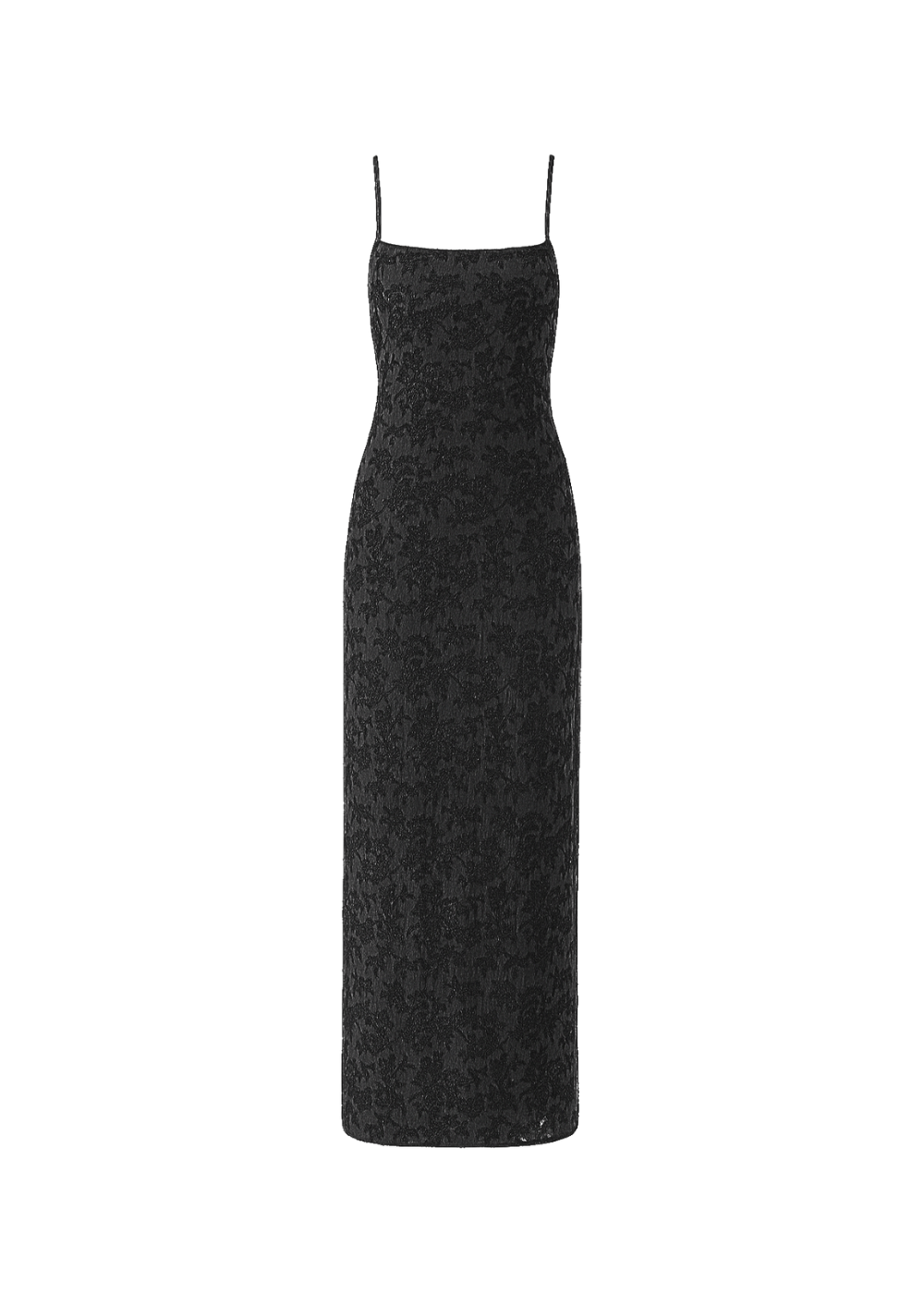 Black Thin Adjustable Straps Jacquard Bodycon Formal Evening Maxi Dress