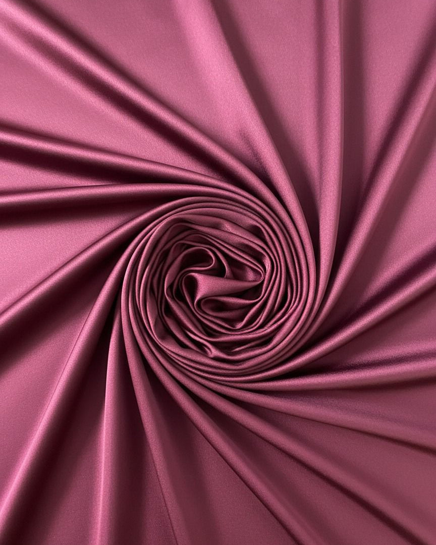 Burgundy Satin Co-Ord Set Ruched Maxi Skirt Cowl Neck Top