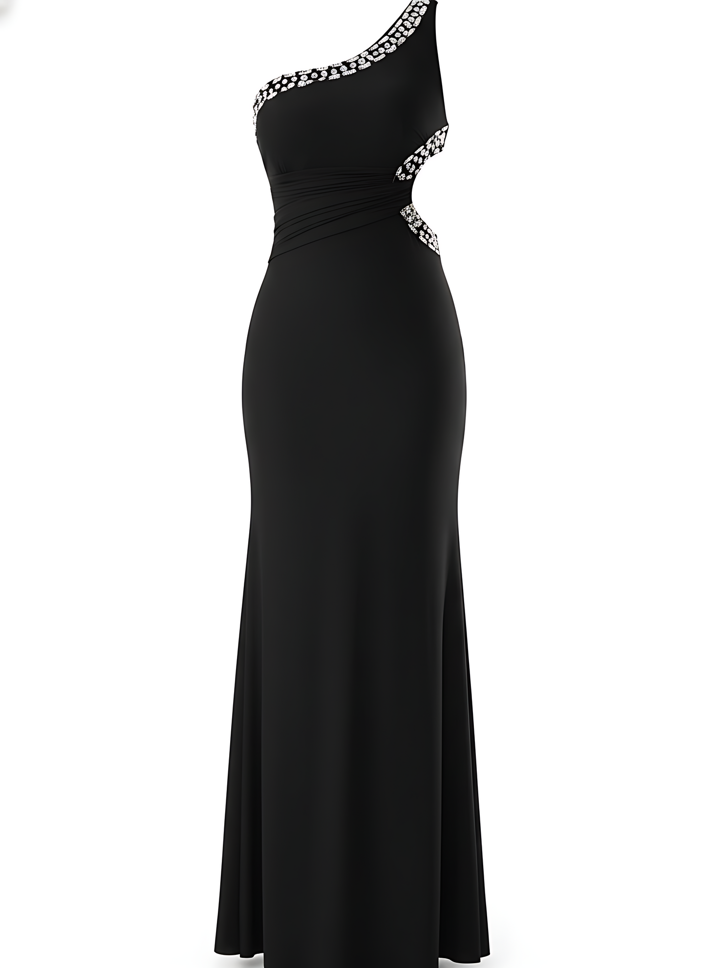 Fitted Formal Dress One Shoulder Embellished Maxi Gown