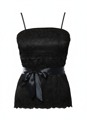 Front Lace Embroidered Corset Style Cami Top