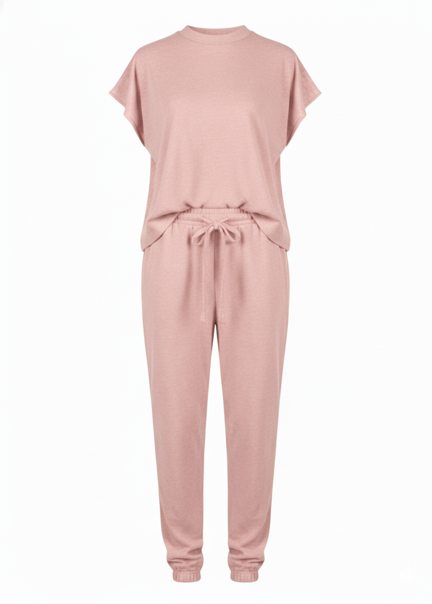 Short Sleeve Soft Cotton-Blend Boxy Co-Ord Set