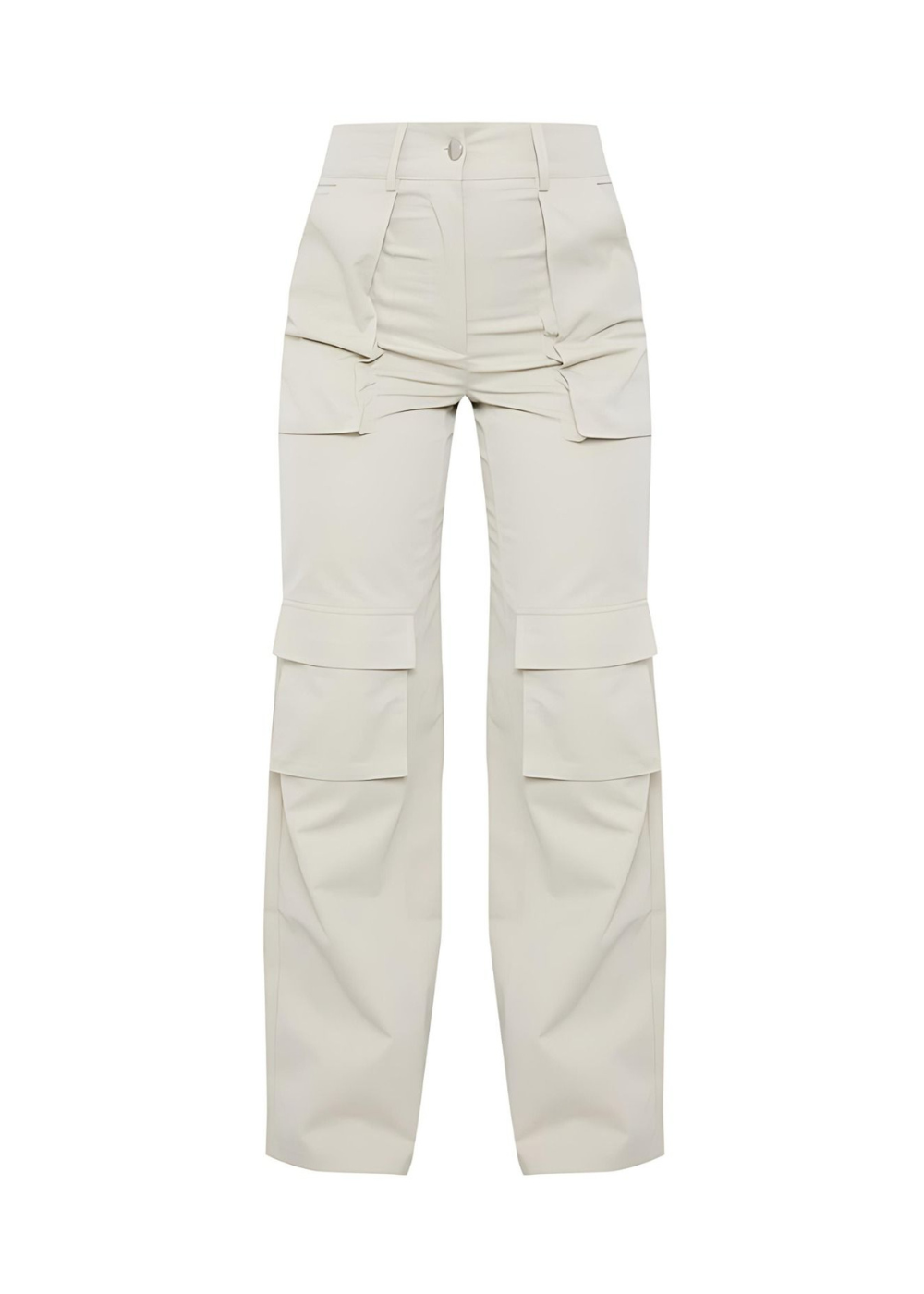High Waist Tailored Cargo Trousers With Pocket Detail