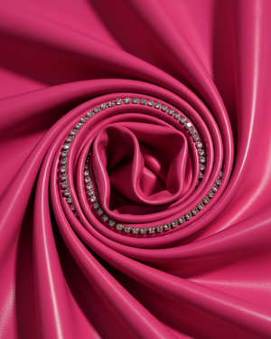 Hot Pink Faux Leather Square Neckline Diamante Top