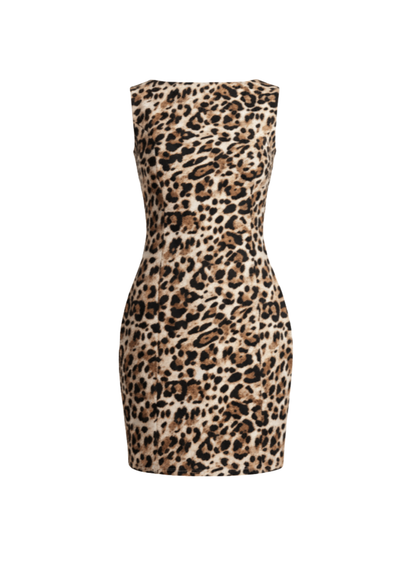 Sleeveless with a round, high-neck at the front and a keyhole closure at the back