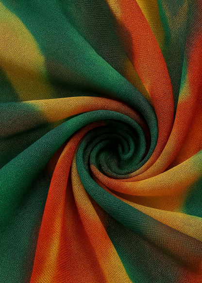 Multi-Color Sheer Off Shoulder Tie Front Design Mini Dress