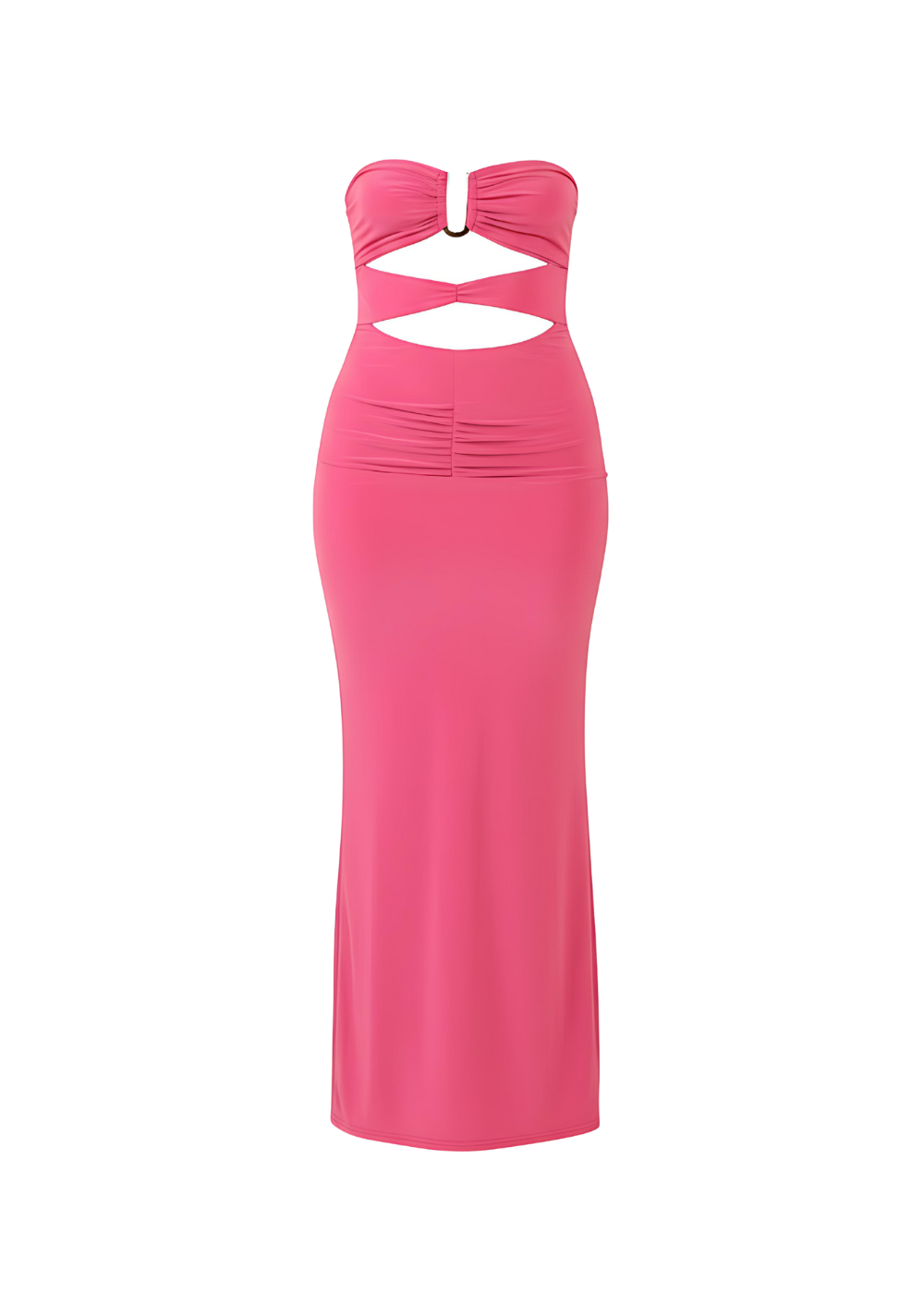 Pink Cut-Out Bandeau Bodycon Fit Maxi Dress