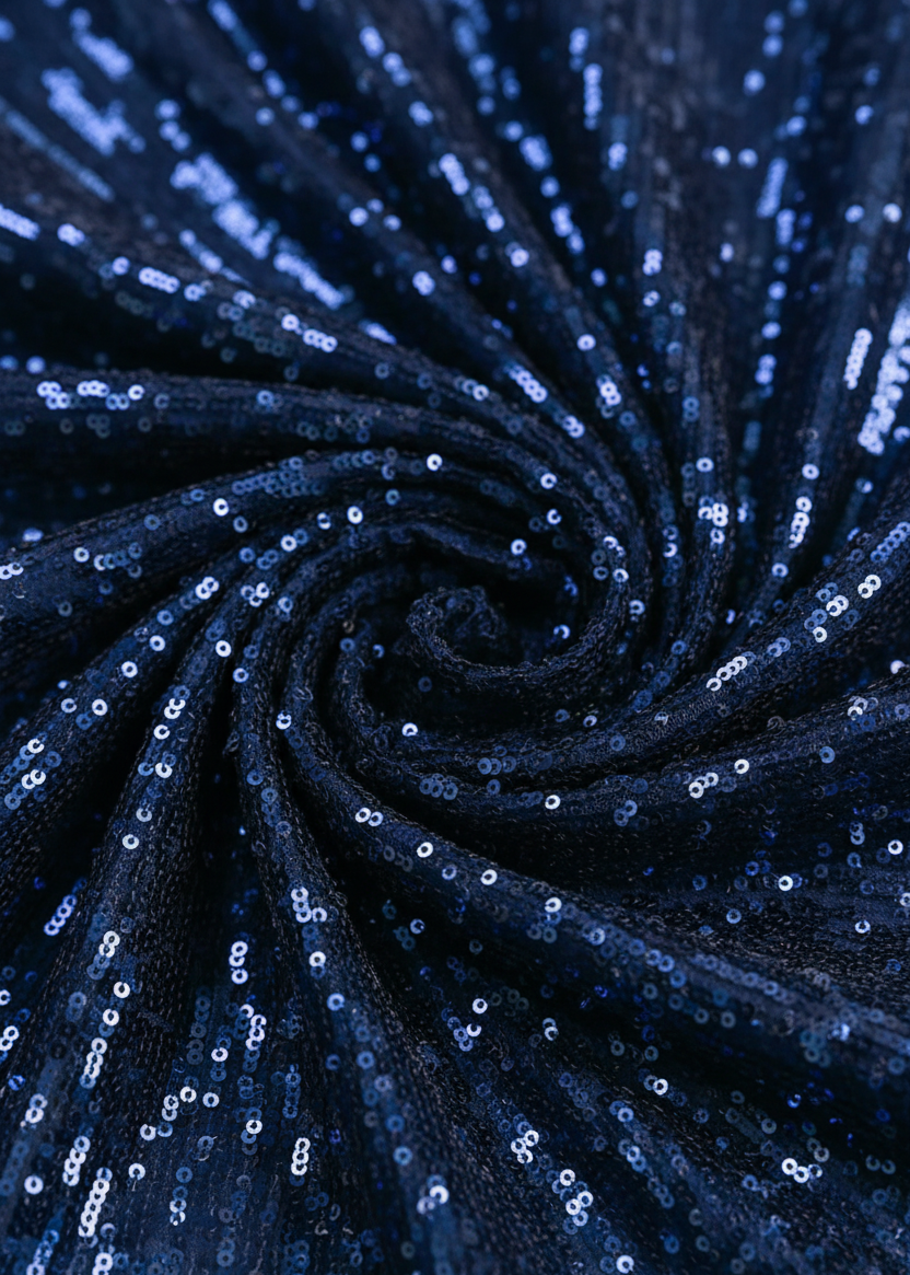 Navy Sequin Bodycon Asymmetric Sleeve Mini Dress