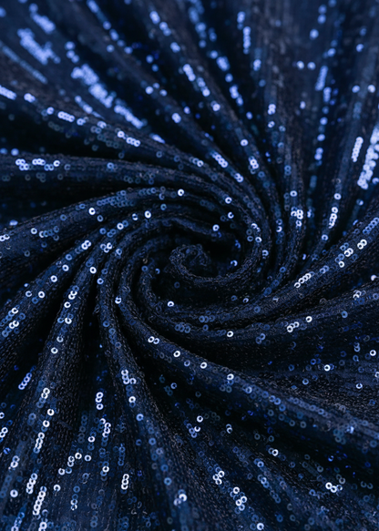 Navy Sequin Bodycon Asymmetric Sleeve Mini Dress