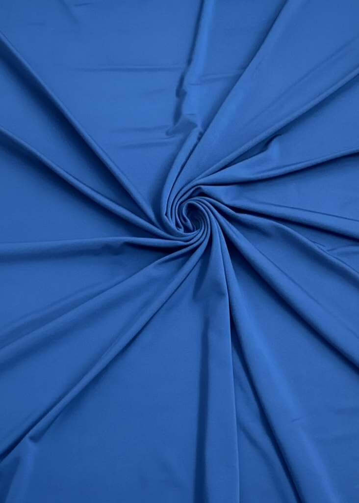 Blue Slinky Long Sleeve Ruched Wrap Midi Dress