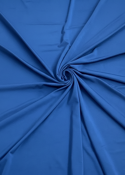 Blue Slinky Long Sleeve Ruched Wrap Midi Dress