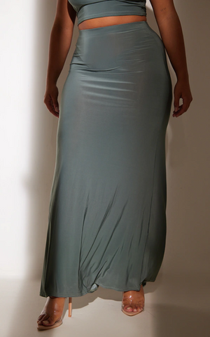 Shape Sea Green Slinky Fishtail Maxi Skirt