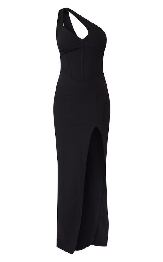 Black One Shoulder Cut Out Cup Detail Maxi Dress Missagi Black One Shoulder Cut Out Cup Detail Maxi Dress Missagi