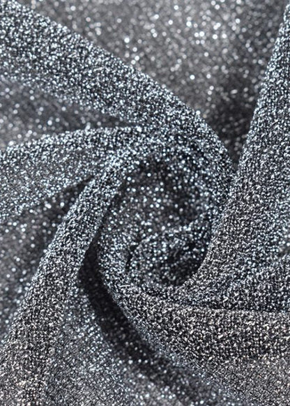 Silver Textured One Shoulder Cut-out High Slit Maxi Dress