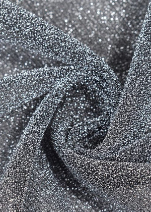 Silver Textured One Shoulder Cut-out High Slit Maxi Dress