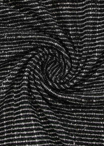 Silver Stripped Nylon Metallic Sequin Long Sleeve Bodycon Mini Dress