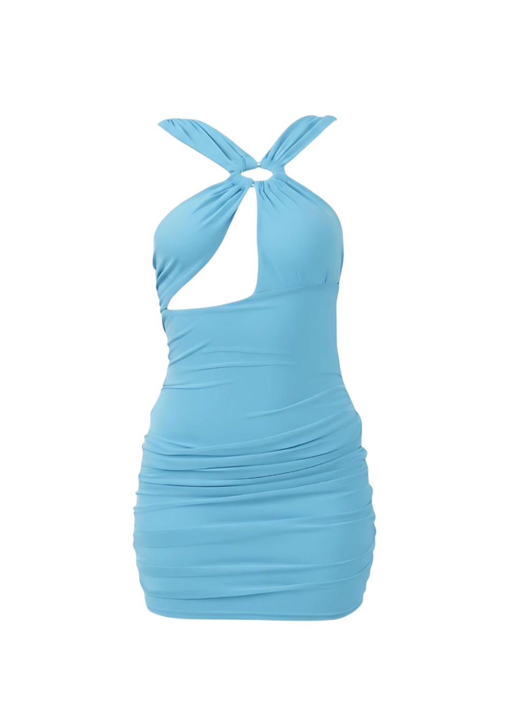 Sky Blue Cut-Out Ring Detail Bodycon Mini Dress