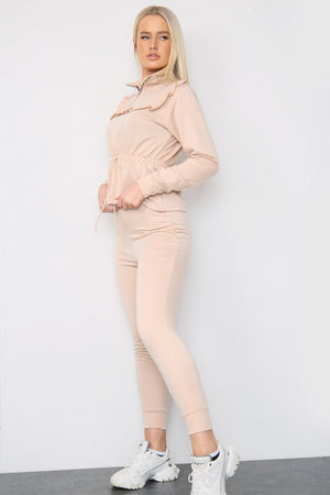 STONE PINK FRILL TRIM TOP AND JOGGERS CO-ORD SET - Co-ords - Avinci