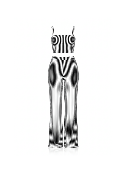 Striped Women’s Co-ord Crop Top & Wide Leg Shaping Trousers