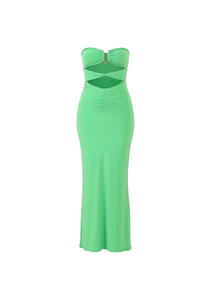 Green Cut-Out Bandeau Bodycon Fit Maxi Dress