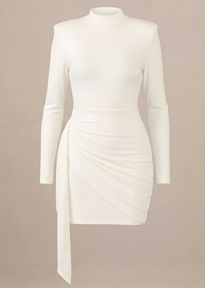 White Structured Statement Shoulder Pads Mini Dress