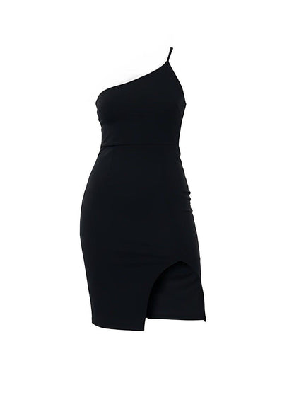 Side Slit One-Shoulder Bodycon Dress