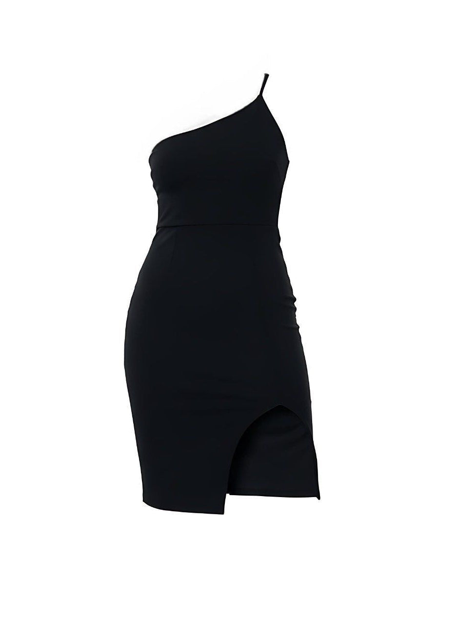 Side Slit One-Shoulder Bodycon Dress