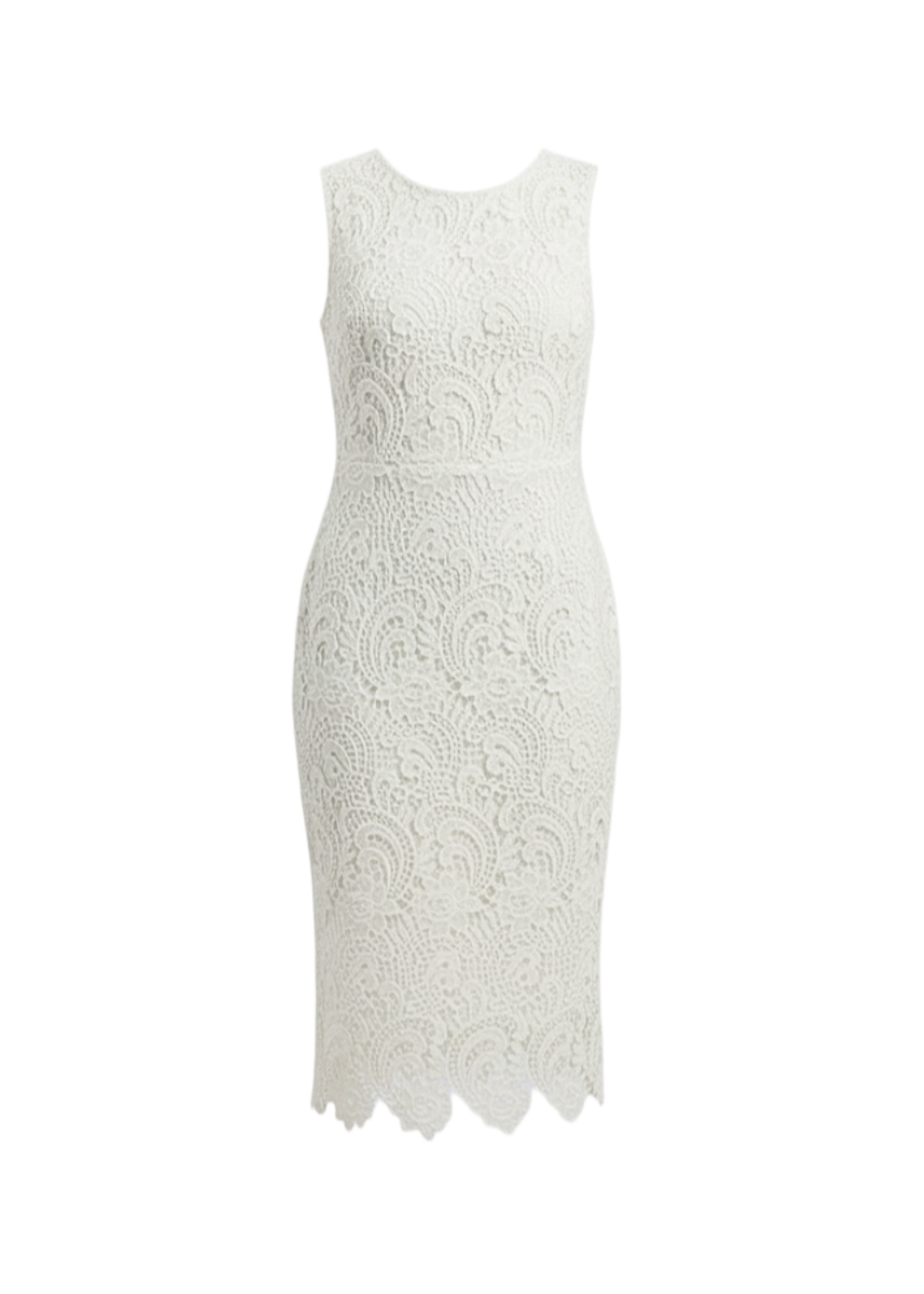 White Lace Semi-Formal Sleeveless Midi Dress