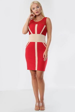 Contrast Zipper Bandage Bodycon Dress