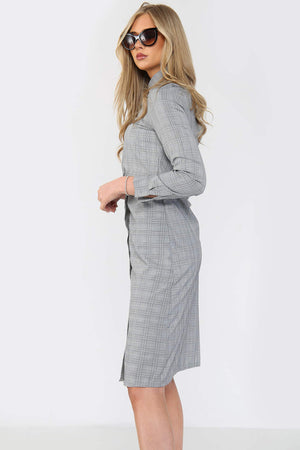 Woven Check Twist Waist Shirt Dress - Day Dress - Avinci