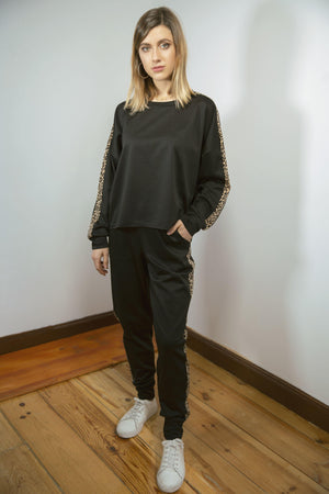 Leopard Stripe Loungewear Set - Loungewear - Avinci