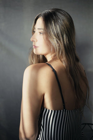 Black & White Cup Detail Zip Front Jumpsuit - Jumpsuit - Avinci