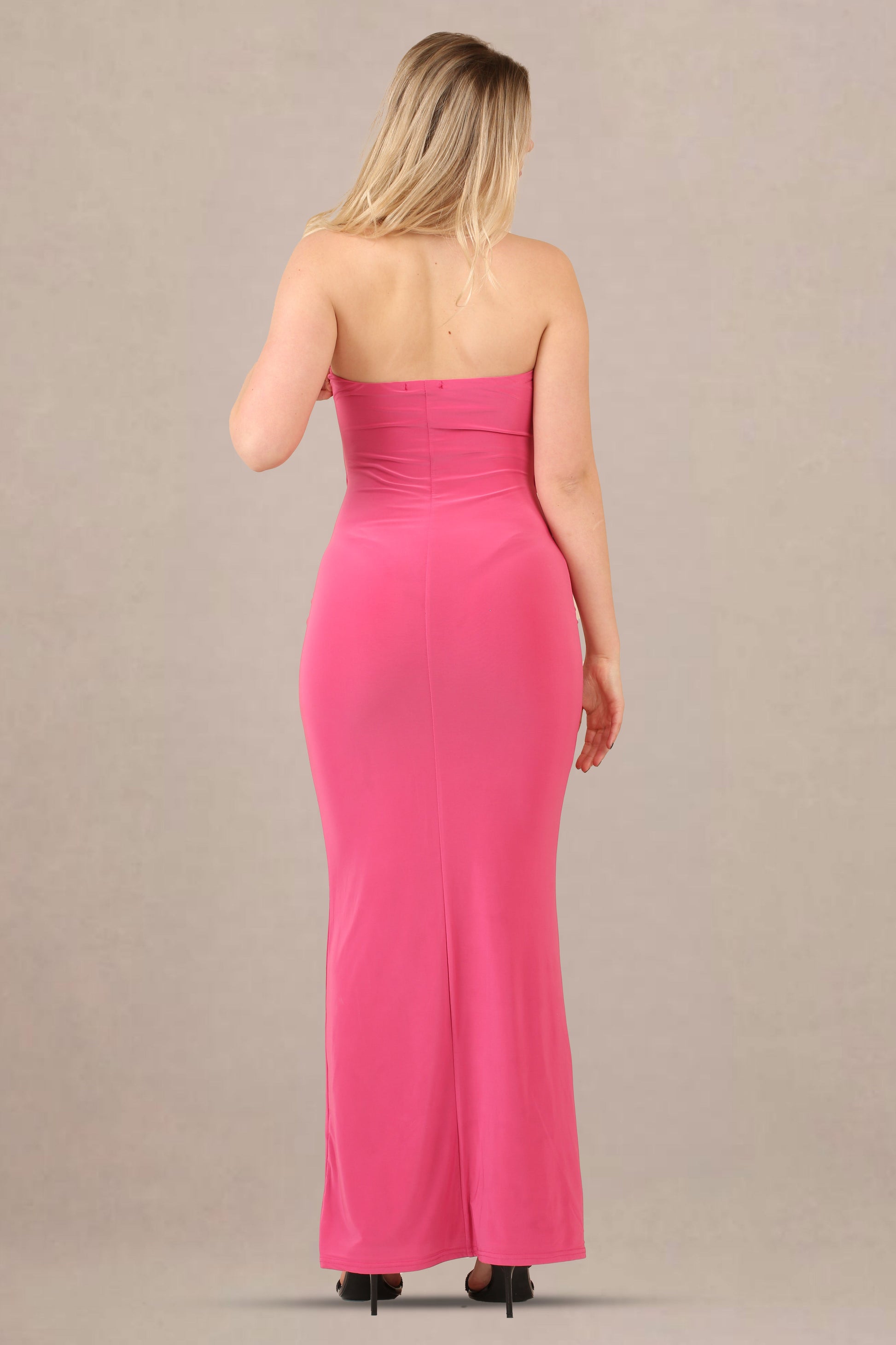 Cut-out bandeau bodycon fit maxi dress back view