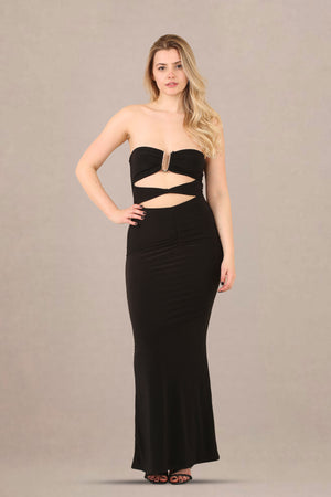 Classic Elegance: The Black Slinky Bandeau Maxi Dress - Maxi Dress - Avinci