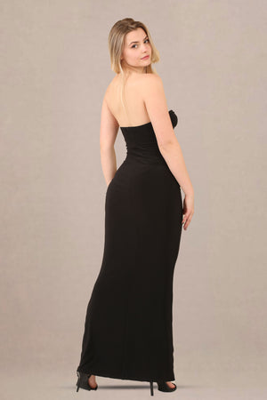 Classic Elegance: The Black Slinky Bandeau Maxi Dress - Maxi Dress - Avinci