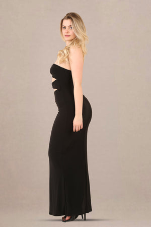 Classic Elegance: The Black Slinky Bandeau Maxi Dress - Maxi Dress - Avinci
