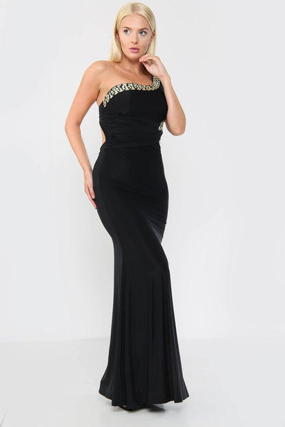 Embellished Asymmetric Gown Maxi Dress - Maxi Dress - Avinci