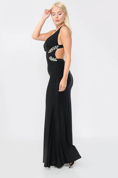 Embellished Asymmetric Gown Maxi Dress - Maxi Dress - Avinci