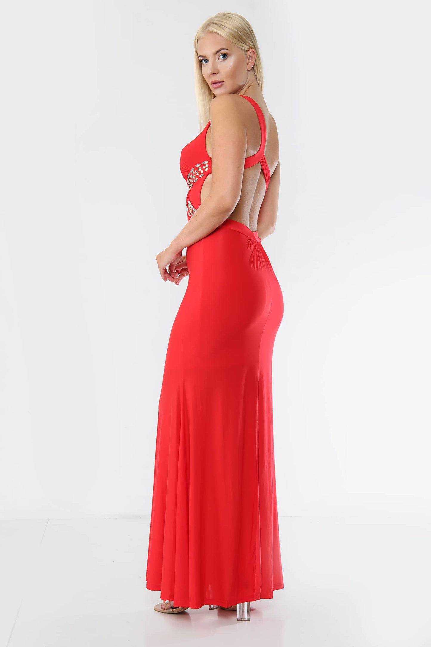 Embellished Asymmetric Gown Maxi Dress - Maxi Dress - Avinci