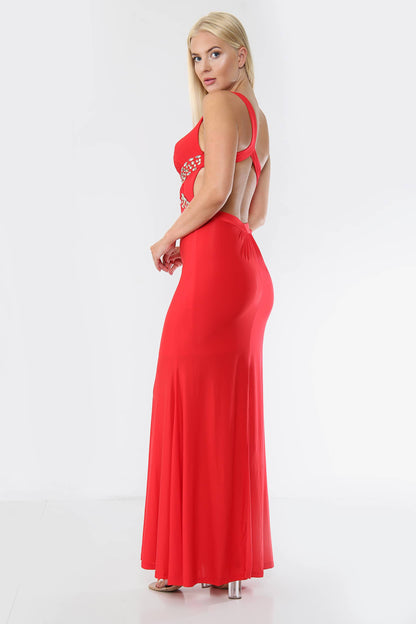 Embellished Asymmetric Gown Maxi Dress - Maxi Dress - Avinci